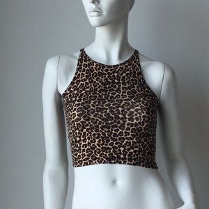 American Apparel Animal Print Cropped Tank Top